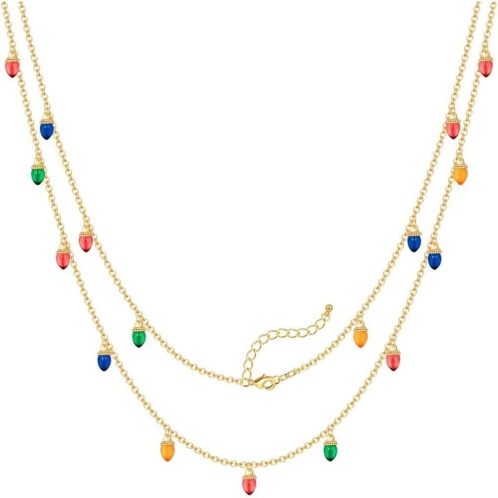 Women With Candy Christmas Tree Pendant Necklace Light Bulb Xmas Fashion Jewelry